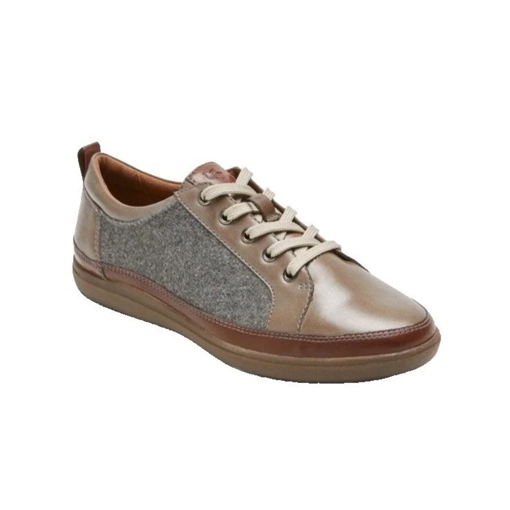 Cobb Hill Womens Leather Wool Casual Sneakers Lace Up Shoes Size 7‎ Gray Beige
